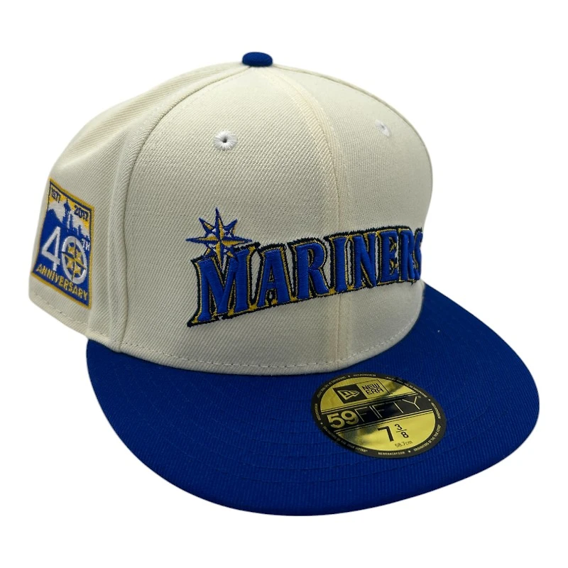 Seattle Mariners Chrome and Royal Blue 40th Anni Patch Gray UV New Era 59FIFTY Fitted Hat