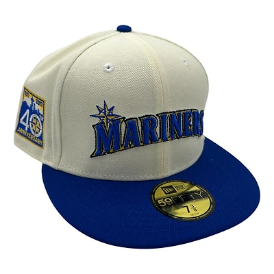 Seattle Mariners Chrome and Royal Blue 40th Anni Patch Gray UV New Era 59FIFTY Fitted Hat