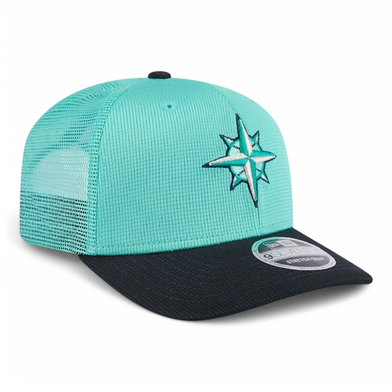 Seattle Mariners Aqua and Navy 2025 Spring Training New Era 9SEVENTY Stretch Snapback Hat