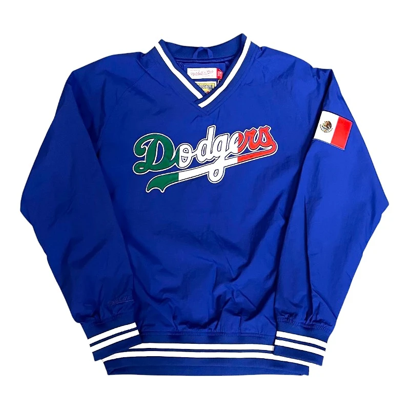 Los Angeles Dodgers Royal Blue Mexico Flag V-Neck Pullover Mitchell & Ness Windbreaker Jacket