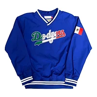 Los Angeles Dodgers Royal Blue Mexico Flag V-Neck Pullover Mitchell & Ness Windbreaker Jacket