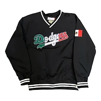 Los Angeles Dodgers Black Mexico Flag V-Neck Pullover Mitchell & Ness Windbreaker Jacket