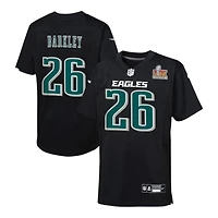 Youth Philadelphia Eagles Saquon Barkley Super Bowl LIX Patch Black Nike Game Jersey