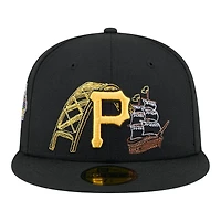 Pittsburgh Pirates Black State Stitch New Era 59FIFTY Fitted Hat