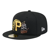 Pittsburgh Pirates Black State Stitch New Era 59FIFTY Fitted Hat