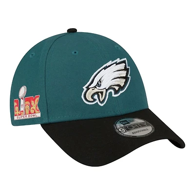 Philadelphia Eagles Green and Black Super Bowl LIX Patch New Era 9FORTY Adjustable Hat