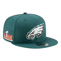 Philadelphia Eagles Midnight Green Super Bowl LIX Patch New Era 9FIFTY Snapback Hat