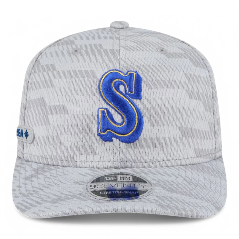 Seattle Mariners Gray 2025 Clubhouse New Era 9SEVENTY Stretch Snapback Hat