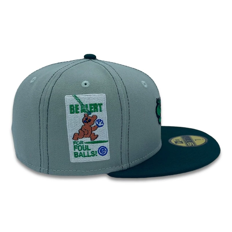 Chicago Cubs Everest Green and Dark Be Alert Patch Gray UV New Era 59FIFTY Fitted Hat
