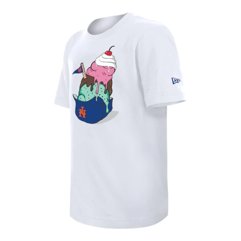 Youth New York Mets White Ice Cream Hat Era Short Sleeve T-Shirt