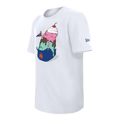 Youth New York Mets White Ice Cream Hat Era Short Sleeve T-Shirt