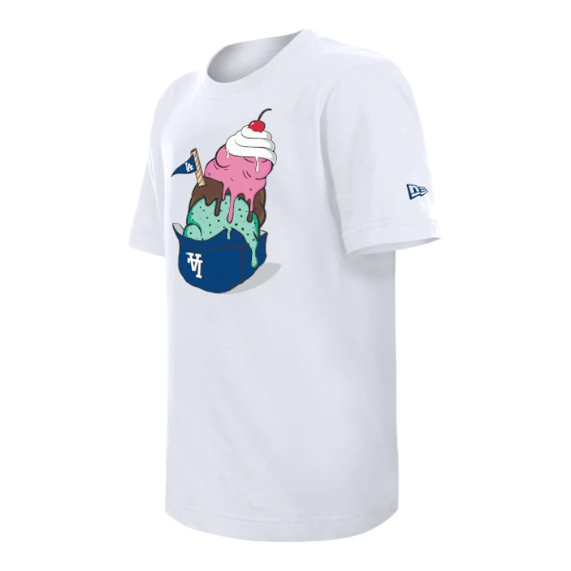 Youth Los Angeles Dodgers White Ice Cream Hat New Era Short Sleeve T-Shirt