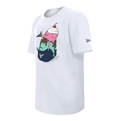 Youth Atlanta Braves White Ice Cream Hat New Era Short Sleeve T-Shirt