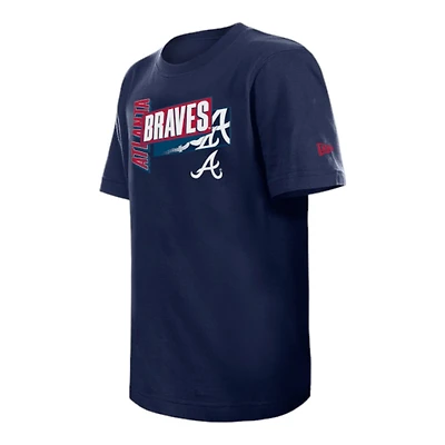 Youth Atlanta Braves Navy New Era Short Sleeve T-Shirt