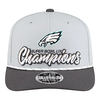 Philadelphia Eagles Gray and Charcoal Super Bowl LIX Champs Locker Room New Era 9SEVENTY Rope Adjustable Hat