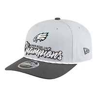 Philadelphia Eagles Gray and Charcoal Super Bowl LIX Champs Locker Room New Era 9SEVENTY Rope Adjustable Hat