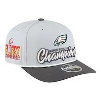 Philadelphia Eagles Gray and Charcoal Super Bowl LIX Champs Locker Room New Era 9SEVENTY Rope Adjustable Hat