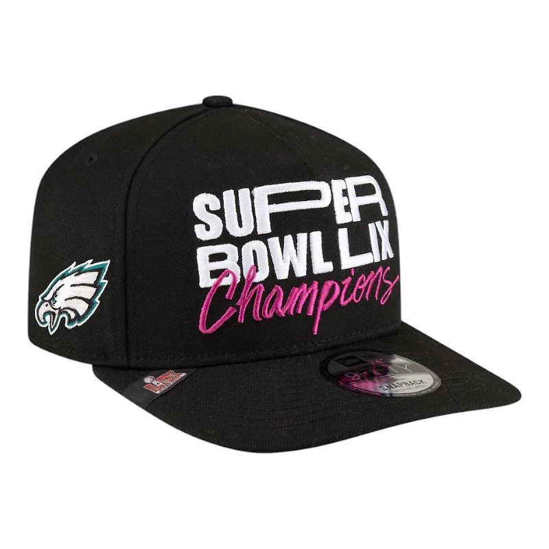 Philadelphia Eagles Black Super Bowl LIX Champions Parade New Era 9FIFTY A-Frame Snapback Hat