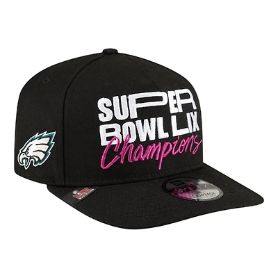 Philadelphia Eagles Black Super Bowl LIX Champions Parade New Era 9FIFTY A-Frame Snapback Hat