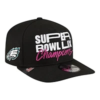 Philadelphia Eagles Black Super Bowl LIX Champions Parade New Era 9FIFTY A-Frame Snapback Hat