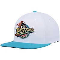 Detroit Pistons White and Teal Mitchell & Ness NBA Hardwood Classic Snapback Hat