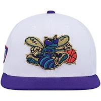 Charlotte Hornets White and Purple Mitchell & Ness NBA Hardwood Classic Snapback Hat