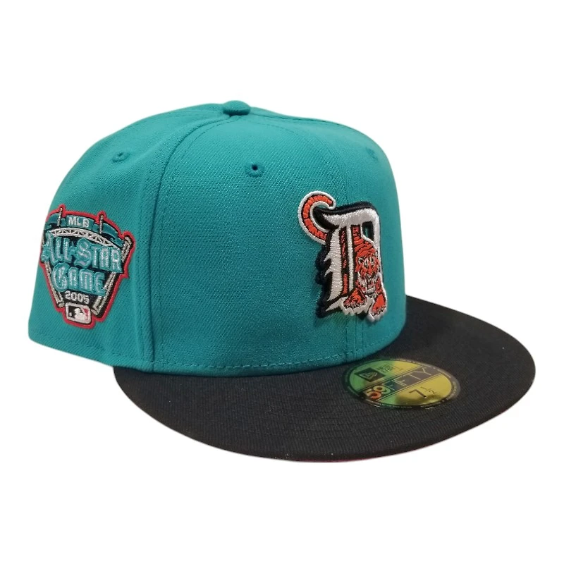 Detroit Tigers Teal and Black 2005 ASG Patch Red UV New Era 59FIFTY Fitted Hat