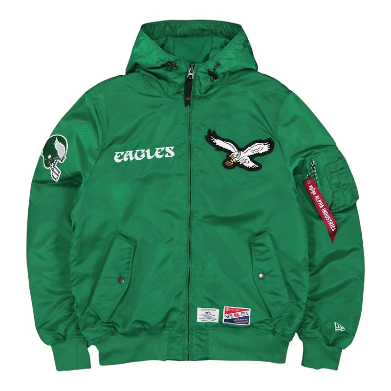 Philadelphia Eagles x Alpha Industries New Era Historic Kelly Green L-2B Bomber Jacket