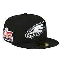 Philadelphia Eagles Black Super Bowl LIX Champions New Era 59FIFTY Fitted Hat