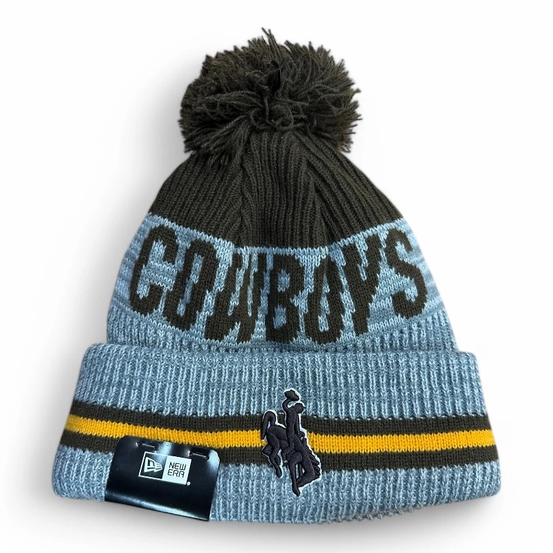 Wyoming Cowboys Blue and Brown Knit Beanie Hat