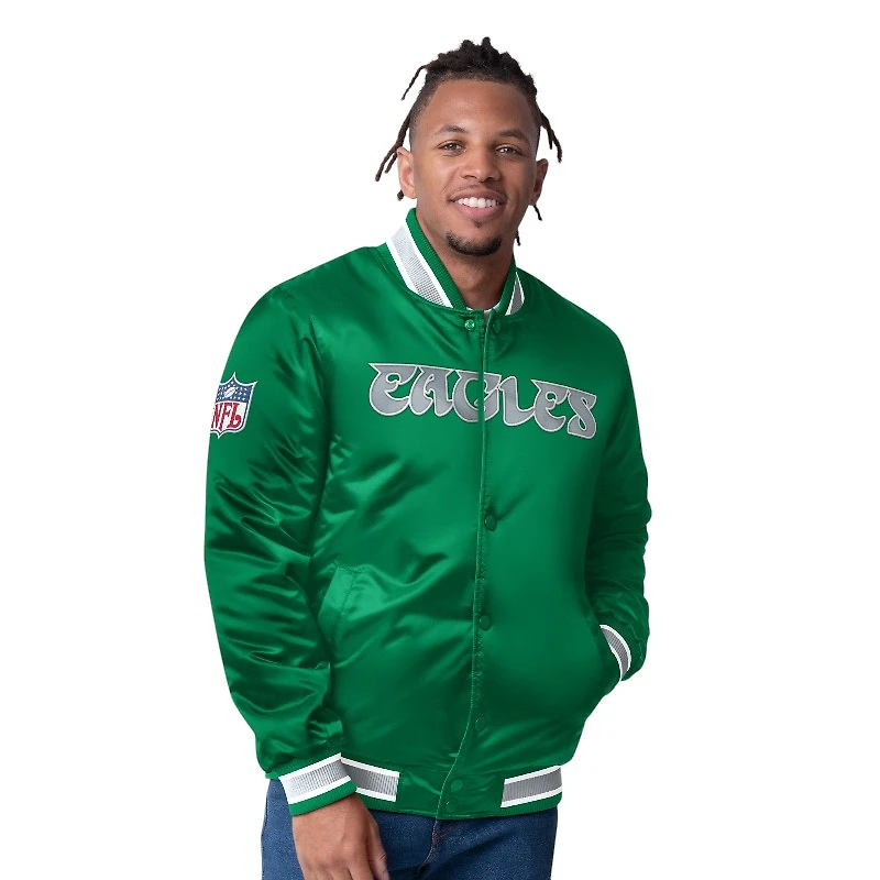 Philadelphia Eagles Kelly Green Satin Starter Full-Snap Jacket