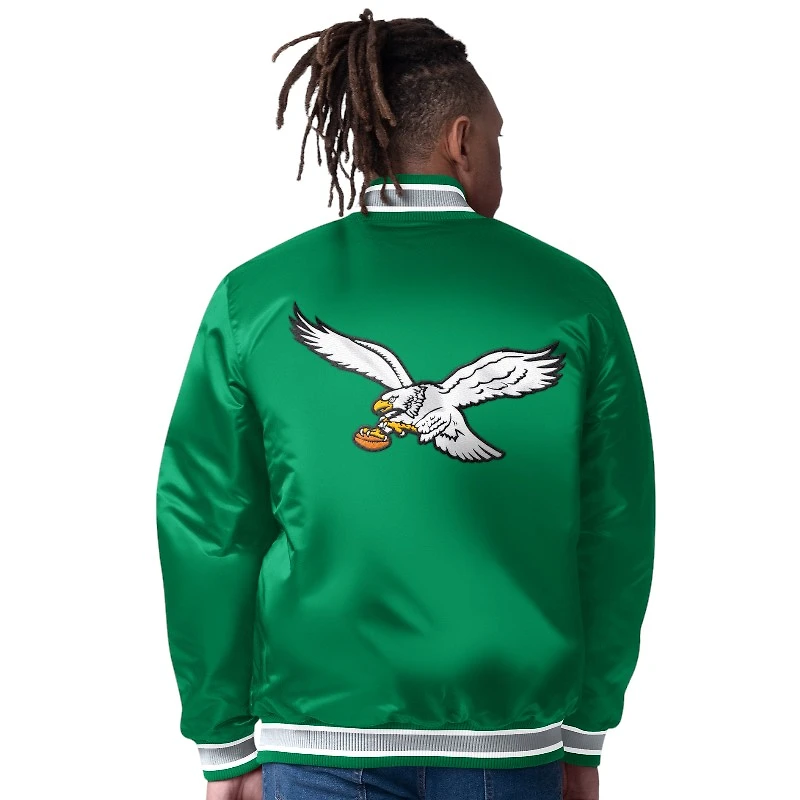 Philadelphia Eagles Kelly Green Satin Starter Full-Snap Jacket