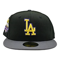 Los Angeles Dodgers Black and Graphite 40th Anniversary at Dodger Stadium Patch Grey UV New Era 59FIFTY Fitted Hat