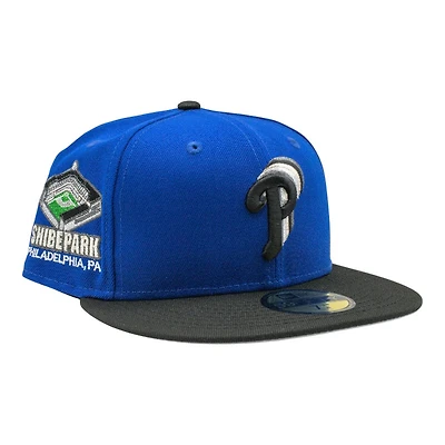 Philadelphia Phillies Blue and Black Shibe Park Patch Grey UV New Era 59Fifty Fitted Hat