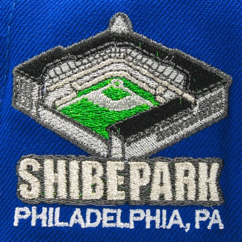 Philadelphia Phillies Blue and Black Shibe Park Patch Grey UV New Era 59Fifty Fitted Hat