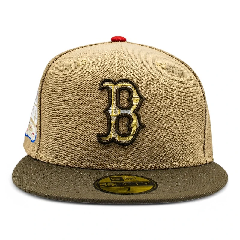 Boston Red Sox Khaki and Brown 1999 All Star Game Patch Grey UV New Era 59Fifty Fitted Hat
