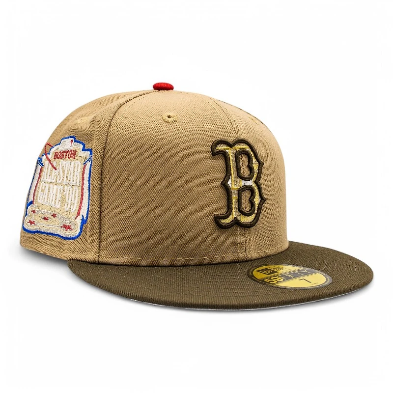 Boston Red Sox Khaki and Brown 1999 All Star Game Patch Grey UV New Era 59Fifty Fitted Hat