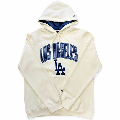 Los Angeles Dodgers Cream Pro Image Exclusive Blue Satin Hood New Era Hoodie Mens