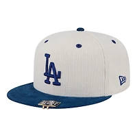 Los Angeles Dodgers Chrome and Blue 2T Corduroy with Hat Clip New Era 59FIFTY Fitted