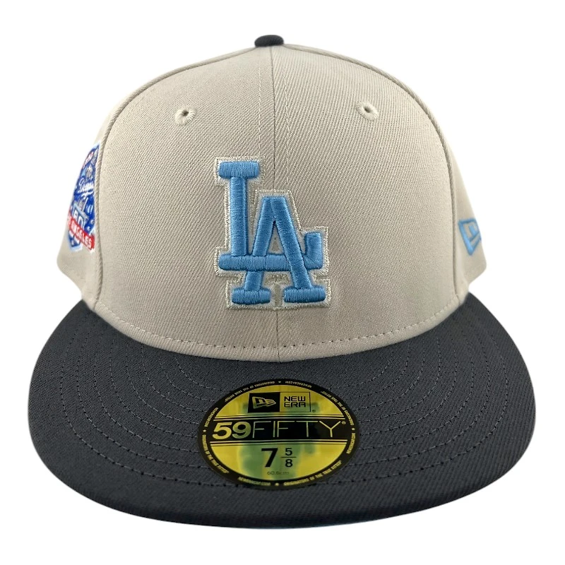 Los Angeles Dodgers Stone and Graphite 60th Anni Patch Icy Blue UV New Era 59FIFTY Fitted Hat
