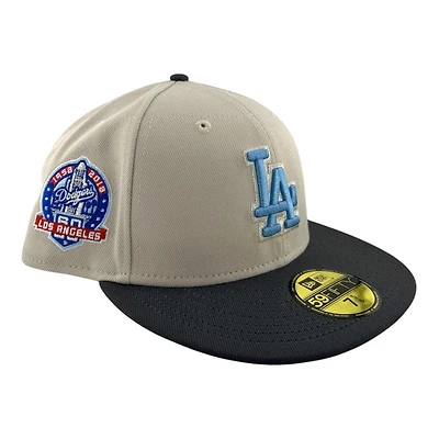 Los Angeles Dodgers Stone and Graphite 60th Anni Patch Icy Blue UV New Era 59FIFTY Fitted Hat