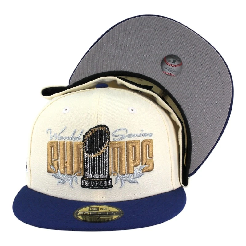 Los Angeles Dodgers Chrome and Royal Blue "Trophy Collection" LA Patch Grey UV New Era 59FIFTY Fitted Hat