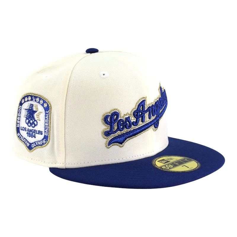 Los Angeles Dodgers Chrome and Royal Blue Script "84 Olympic Pack" Grey UV New Era 59FIFTY Fitted Hat