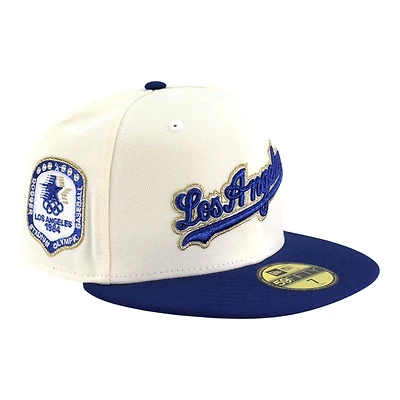 Los Angeles Dodgers Chrome and Royal Blue Script "84 Olympic Pack" Grey UV New Era 59FIFTY Fitted Hat