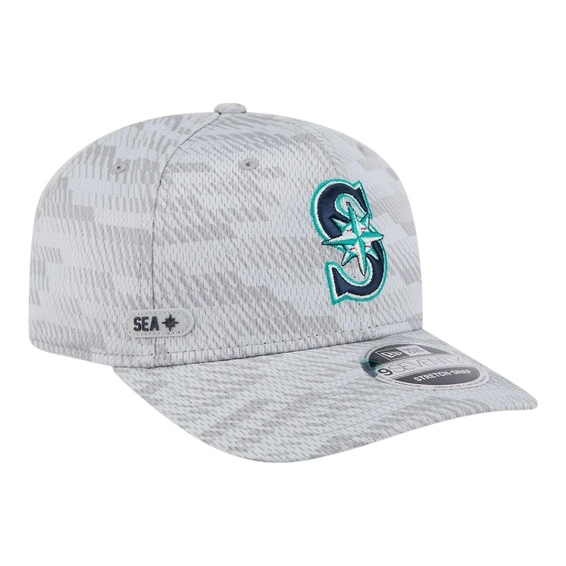 Seattle Mariners Gray and Navy Compass 2025 Clubhouse New Era 9SEVENTY Stretch Snapback Hat
