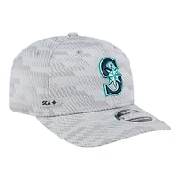 Seattle Mariners Gray and Navy Compass 2025 Clubhouse New Era 9SEVENTY Stretch Snapback Hat