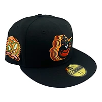 Baltimore Orioles Black and Orange So Fly 2.0 Pack 50th Anni Patch Green UV New Era 59FIFTY Fitted Hat