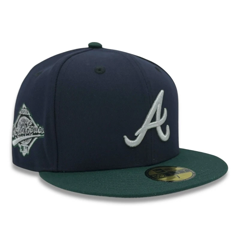 Atlanta Braves Navy and Dark Green 1995 WS Patch Gray UV New Era 59FIFTY Fitted Hat
