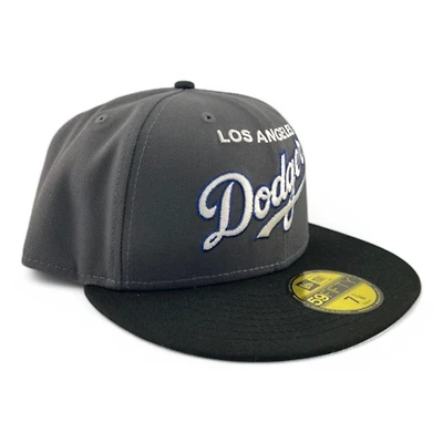 Los Angeles Dodgers Graphite and Black Script West Coast Classic Green UV New Era 59FIFTY Fitted Hat