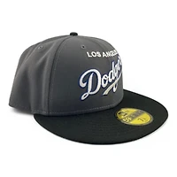 Los Angeles Dodgers Graphite and Black Script West Coast Classic Green UV New Era 59FIFTY Fitted Hat